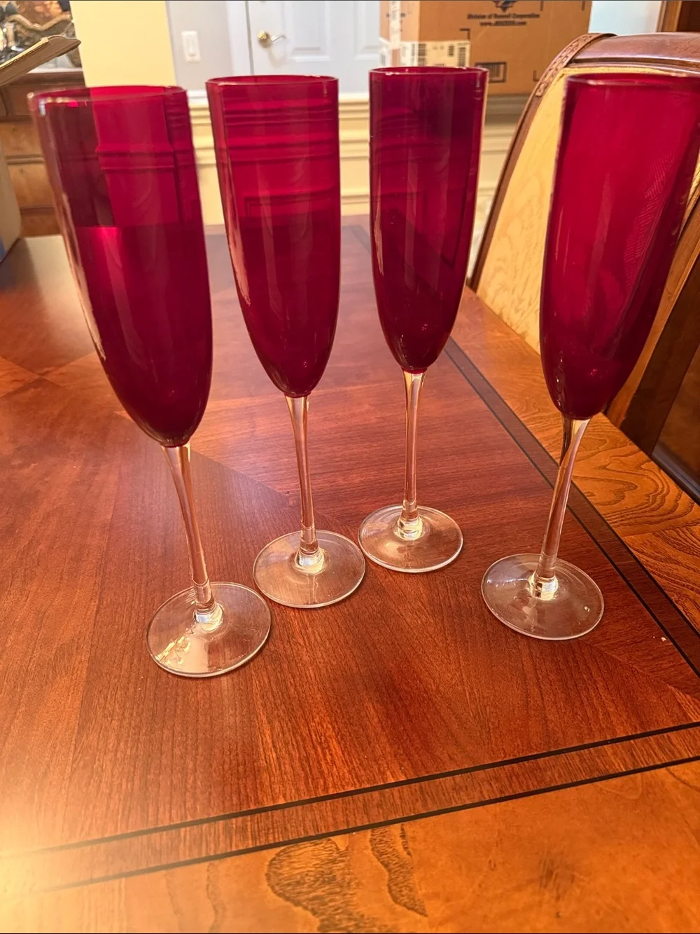 Lenox | Dining | Nwot Lenox Set Of 4 Ruby Red Champagne Flutes | Poshmark